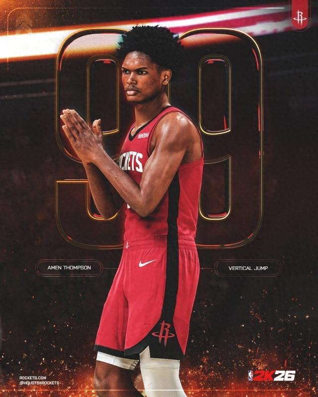kaiyun.com-天赋顶天！火箭官方：阿门-汤普森2K弹跳99联盟第一！